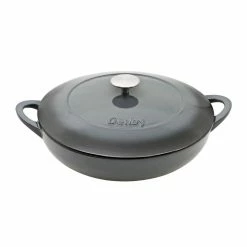 Halo 3.86 qt. Round Shallow Cast Iron Casserole Dish with Lid by Denby