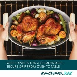 4.5 Qt. Light Sea Salt Gray Stoneware Bubble and Brown Oval Baker by Rachael Ray -Cheap Bakeware Store light sea salt gray rachael ray baking dishes 47657 44 1000