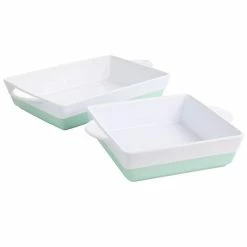 2-Piece Mint Dual-Tone Stoneware Baker Bakeware Set by MARTHA STEWART