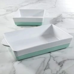 2-Piece Mint Dual-Tone Stoneware Baker Bakeware Set by MARTHA STEWART -Cheap Bakeware Store mint bakeware sets 985118782m fa 1000