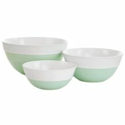 3-Piece Stoneware Duo-Tone Nesting Mixing Bowl Set in Mint and White by MARTHA STEWART