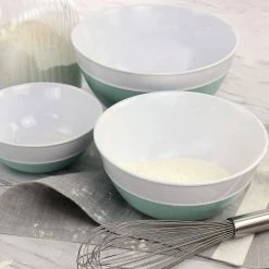 3-Piece Stoneware Duo-Tone Nesting Mixing Bowl Set in Mint and White by MARTHA STEWART -Cheap Bakeware Store mint martha stewart mixing bowls 985118711m fa 1000