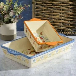 2-Piece Tierra Hand Painted 3.9 qt. and 1.6 qt. Rectangular Bakeware Set by Laurie Gates -Cheap Bakeware Store multi color laurie gates bakeware sets 985116885m 31 1000