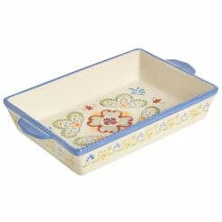 2-Piece Tierra Hand Painted 3.9 qt. and 1.6 qt. Rectangular Bakeware Set by Laurie Gates -Cheap Bakeware Store multi color laurie gates bakeware sets 985116885m 4f 1000