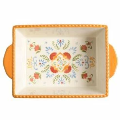 2-Piece Tierra Hand Painted 3.9 qt. and 1.6 qt. Rectangular Bakeware Set by Laurie Gates -Cheap Bakeware Store multi color laurie gates bakeware sets 985116885m fa 1000