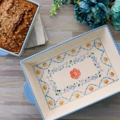 Anaya 2-Piece Rectangle Stoneware Bakeware Set with Hand Painted Designs by GIBSON ELITE -Cheap Bakeware Store multi gibson elite bakeware sets 985117684m fa 1000