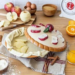 50 oz. Round Stoneware Pie Keeper with Apple Lid by Over and Back -Cheap Bakeware Store multi over and back pie plates 936557 4f 1000