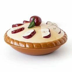 50 oz. Round Stoneware Pie Keeper with Apple Lid by Over and Back