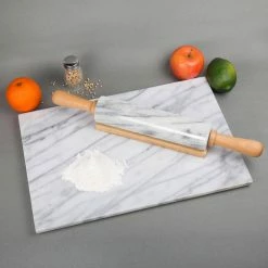 Deluxe 18 in. Natural White Marble Rolling Pin with Wood Handles and Cradle by Creative Home 9 Deluxe 18 in. Natural White Marble Rolling Pin with Wood Handles and Cradle by Creative Home -Cheap Bakeware Store natural white creative home rolling pins 74220 1f 1000