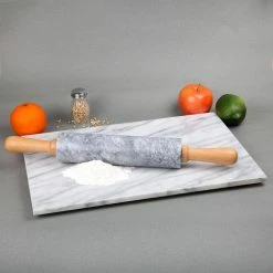 Deluxe 18 in. Natural White Marble Rolling Pin with Wood Handles and Cradle by Creative Home 11 Deluxe 18 in. Natural White Marble Rolling Pin with Wood Handles and Cradle by Creative Home -Cheap Bakeware Store natural white creative home rolling pins 74220 31 1000