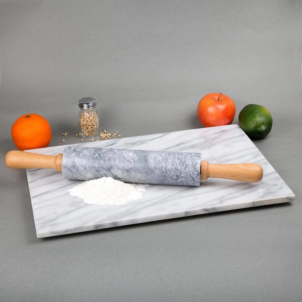 Deluxe 18 in. Natural White Marble Rolling Pin with Wood Handles and Cradle by Creative Home 6 Deluxe 18 in. Natural White Marble Rolling Pin with Wood Handles and Cradle by Creative Home - Image 6