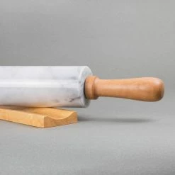 Deluxe 18 in. Natural White Marble Rolling Pin with Wood Handles and Cradle by Creative Home 8 Deluxe 18 in. Natural White Marble Rolling Pin with Wood Handles and Cradle by Creative Home -Cheap Bakeware Store natural white creative home rolling pins 74220 4f 1000
