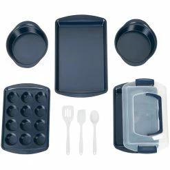 9-Piece Navy Blue Diamond-Infused Non-Stick Bakeware Set by WILTON:Wilton