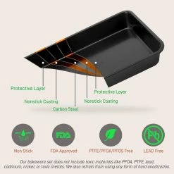 Carbon Steel, Non-Stick Black Coating Inside & Outside Bake Tray Sheet Bakeware Set (6-Pieces) by NutriChef -Cheap Bakeware Store nutrichef baking sheets ncbk6bk 4f 1000