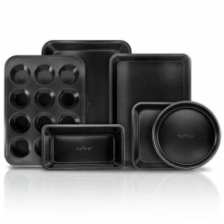 Carbon Steel, Non-Stick Black Coating Inside & Outside Bake Tray Sheet Bakeware Set (6-Pieces) by NutriChef