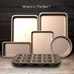 6-Pieces Kitchen Oven Baking Pans - Non-Stick Bake Tray Sheet Bakeware Set by NutriChef -Cheap Bakeware Store nutrichef baking sheets ncbk6tr7 5 31 1000