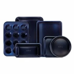 Carbon Steel, Non-Stick Blue Diamond Coating Inside and Outside Bake Tray Sheet Bakeware Set (6-Pieces) by NutriChef