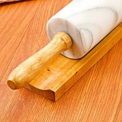 Natural Marble 2-1/4 in. Dia x18 in. Length Rolling Pin Pastry Roller with Wooden Handle and Cradle by Creative Home -Cheap Bakeware Store off white creative home rolling pins 74000 4f 1000