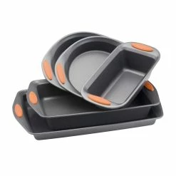 Oven Lovin' 5-Piece Gray and Orange Bakeware Set by Rachael Ray