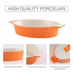2-Piece Orange Rectangle Porcelain Bakeware Set (9.5 in. /11.25 in. /12.75 in. /14.5 in.) Baking Dishes by MALACASA -Cheap Bakeware Store orange malacasa bakeware sets bake bake 035 4f 1000