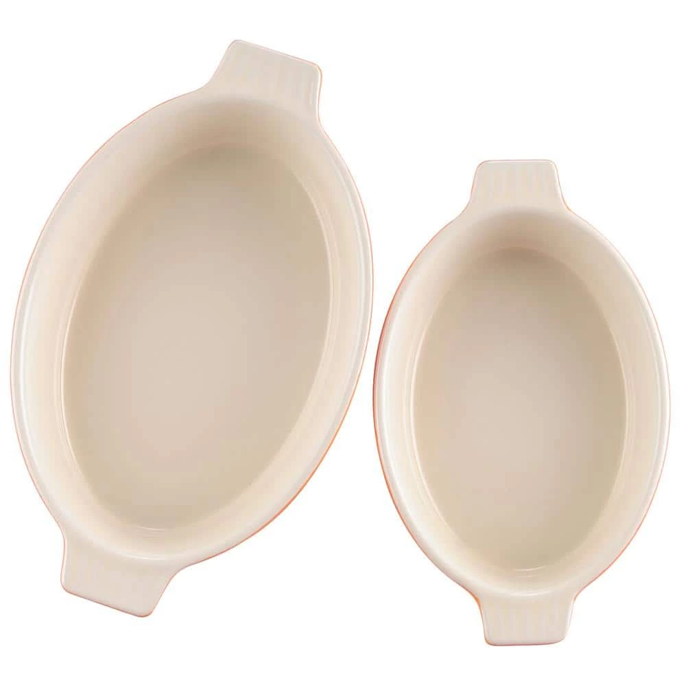 2-Piece Orange Oval Porcelain Bakeware Set 9 in. and 11 in. Baking Dishes by MALACASA 7 2-Piece Orange Oval Porcelain Bakeware Set 9 in. and 11 in. Baking Dishes by MALACASA - Image 7