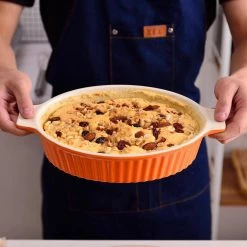 2-Piece Orange Rectangle Porcelain Bakeware Set (9.5 in. /11.25 in. /12.75 in. /14.5 in.) Baking Dishes by MALACASA -Cheap Bakeware Store orange malacasa bakeware sets bake bake 035 fa 1000