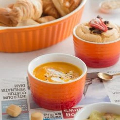 4 in. Gradient Orange Porcelain Ramekins Dishes (Set of 6) by MALACASA -Cheap Bakeware Store orange malacasa bakeware sets ramekin dish 041 1f 1000