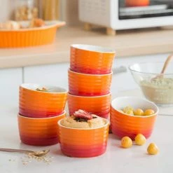 4 in. Gradient Orange Porcelain Ramekins Dishes (Set of 6) by MALACASA -Cheap Bakeware Store orange malacasa bakeware sets ramekin dish 041 fa 1000