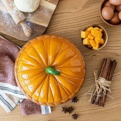 50 oz. Round Stoneware Pie Keeper with Pumpkin Lid by Over and Back 9 50 oz. Round Stoneware Pie Keeper with Pumpkin Lid by Over and Back -Cheap Bakeware Store orange over and back pie plates 936649 44 1000