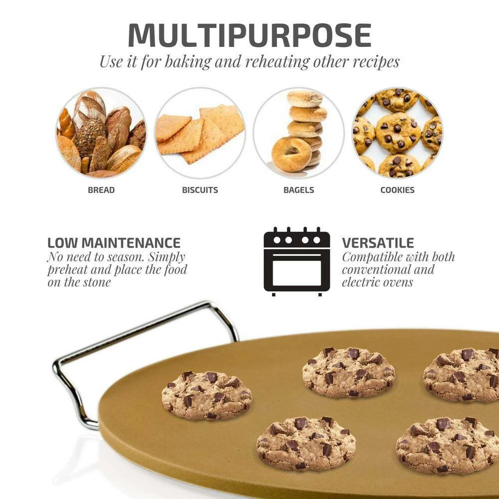 Ceramic Pizza Stone, 13 Thermal Shock Resistance Multi-Purpose Rack/Handle Free Pizza Cutter Wheel by OVENTE 5 Ceramic Pizza Stone, 13 Thermal Shock Resistance Multi-Purpose Rack/Handle Free Pizza Cutter Wheel by OVENTE - Image 5