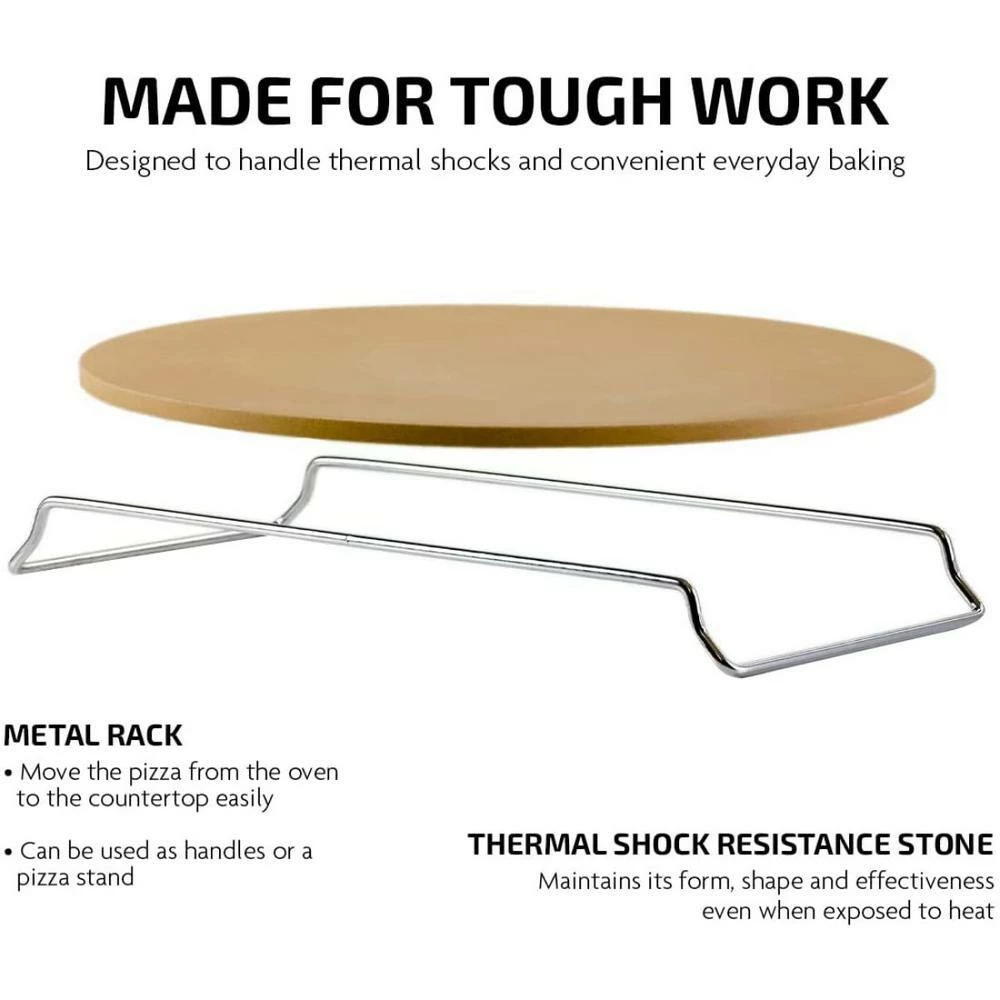 Ceramic Pizza Stone, 13 Thermal Shock Resistance Multi-Purpose Rack/Handle Free Pizza Cutter Wheel by OVENTE 8 Ceramic Pizza Stone, 13 Thermal Shock Resistance Multi-Purpose Rack/Handle Free Pizza Cutter Wheel by OVENTE - Image 8