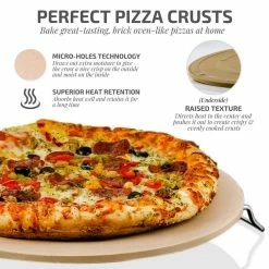 Ceramic Pizza Stone, 13 Thermal Shock Resistance Multi-Purpose Rack/Handle Free Pizza Cutter Wheel by OVENTE 11 Ceramic Pizza Stone, 13 Thermal Shock Resistance Multi-Purpose Rack/Handle Free Pizza Cutter Wheel by OVENTE -Cheap Bakeware Store ovente pizza accessories bw10132 c3 1000