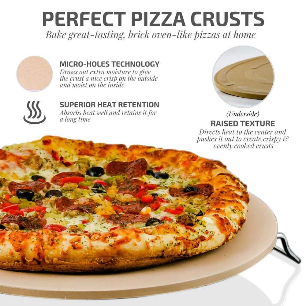 Ceramic Pizza Stone, 13 Thermal Shock Resistance Multi-Purpose Rack/Handle Free Pizza Cutter Wheel by OVENTE 3 Ceramic Pizza Stone, 13 Thermal Shock Resistance Multi-Purpose Rack/Handle Free Pizza Cutter Wheel by OVENTE - Image 3