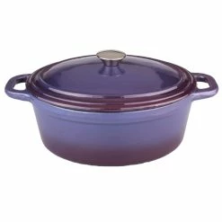 Neo 8 Qt. Oval Cast Iron Purple Casserole Dish with Lid by BergHOFF