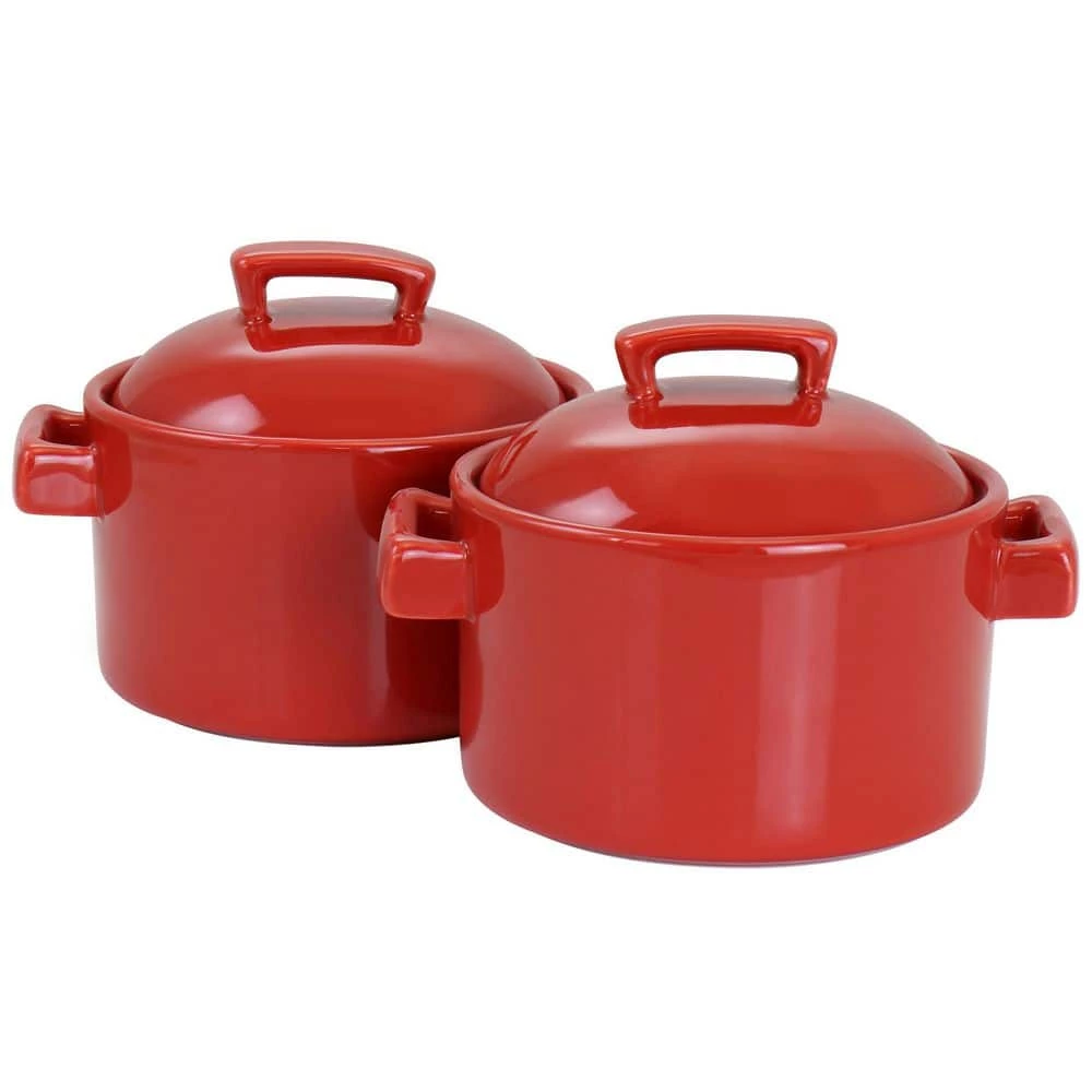 2-Piece 6 Inch Red Casserole and Lid Bakeware Set by MARTHA STEWART 1 2-Piece 6 Inch Red Casserole and Lid Bakeware Set by MARTHA STEWART