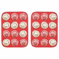 12-Piece Red Silicone Muffin Pan (Set of 2) by Chef Buddy -Cheap Bakeware Store red chef buddy cupcake pans muffin pans sh bund179 4f 1000
