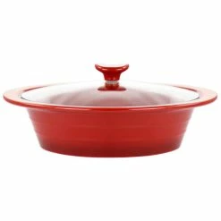 Appleton 2 qt. Oval Stoneware Casserole Dish in Red with Glass Lid by Crock-Pot