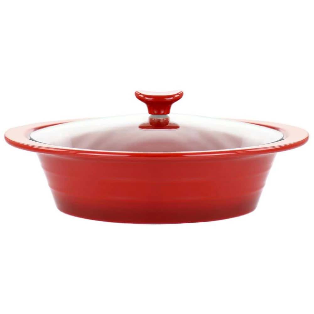 Appleton 2 qt. Oval Stoneware Casserole Dish in Red with Glass Lid by Crock-Pot 1 Appleton 2 qt. Oval Stoneware Casserole Dish in Red with Glass Lid by Crock-Pot