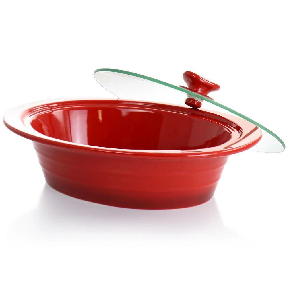 Appleton 2 qt. Oval Stoneware Casserole Dish in Red with Glass Lid by Crock-Pot 2 Appleton 2 qt. Oval Stoneware Casserole Dish in Red with Glass Lid by Crock-Pot - Image 2