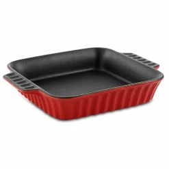 Denhoff Ribbed 8 in. Square Stoneware Nonstick Casserole Dish in Red by Crock-Pot
