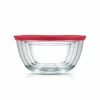 Joyful by Joyjolt Red 4-Glass Mixing Bowls Set With Airtight Lids