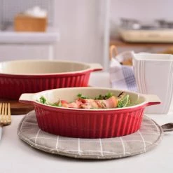 2-Piece Red Oval Porcelain Bakeware Set 9.5 in. and 11.25 in. Baking Dish Pans by MALACASA 11 2-Piece Red Oval Porcelain Bakeware Set 9.5 in. and 11.25 in. Baking Dish Pans by MALACASA -Cheap Bakeware Store red malacasa bakeware sets bake bake 033 a 1f 1000