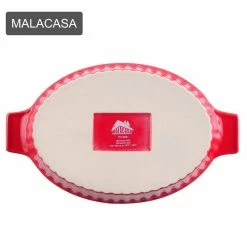 2-Piece Red Oval Porcelain Bakeware Set 12.75 in. and 14.5 in. Baking Pans by MALACASA -Cheap Bakeware Store red malacasa bakeware sets bake bake 033 b 31 1000