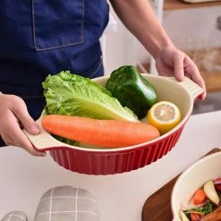 2-Piece Red Oval Porcelain Bakeware Set 12.75 in. and 14.5 in. Baking Pans by MALACASA -Cheap Bakeware Store red malacasa bakeware sets bake bake 033 b 44 1000