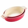 2-Piece Red Oval Porcelain Bakeware Set 12.75 in. and 14.5 in. Baking Pans by MALACASA