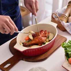 2-Piece Red Oval Porcelain Bakeware Set 12.75 in. and 14.5 in. Baking Pans by MALACASA -Cheap Bakeware Store red malacasa bakeware sets bake bake 033 b fa 1000