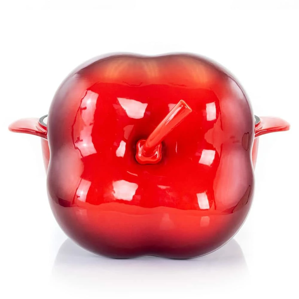 3 Qt. Pepper Shaped Enameled Cast Iron Casserole in Red by MegaChef 5 3 Qt. Pepper Shaped Enameled Cast Iron Casserole in Red by MegaChef - Image 5