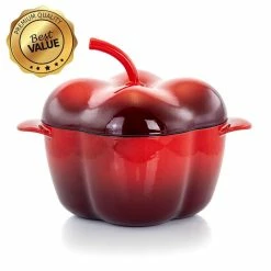 3 Qt. Pepper Shaped Enameled Cast Iron Casserole in Red by MegaChef