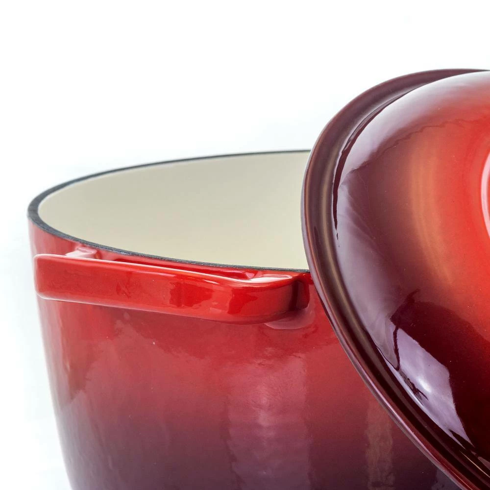 5 Qt. Round Enameled Cast Iron Casserole in Red with Lid by MegaChef 5 5 Qt. Round Enameled Cast Iron Casserole in Red with Lid by MegaChef - Image 5
