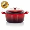 5 Qt. Round Enameled Cast Iron Casserole in Red with Lid by MegaChef